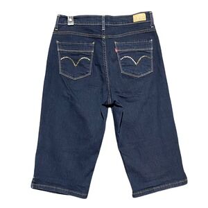 Levis 512 Perfectly Slimming Dark Wash Denim Capri Jeans Womens 10 Beaded Pocket
